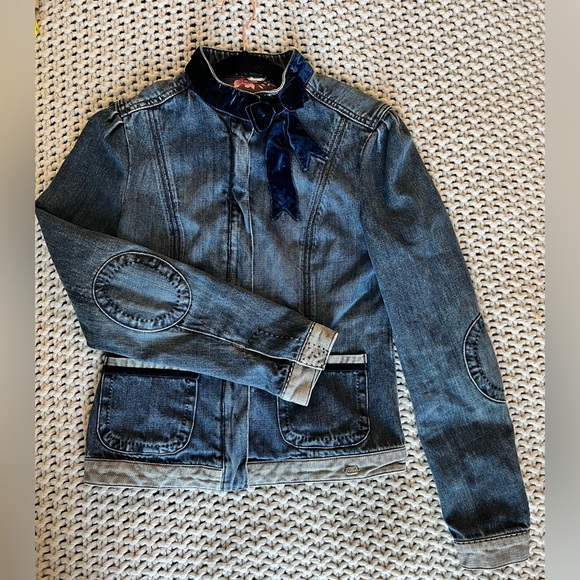 Ted Baker Jackets & Blazers - Ted Baker Jean Bolshoi Zip Denim Jacket with Velvet Bow Accent